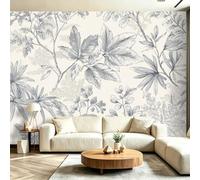 Genérico Papel Pintado No Tejido 250 x 175(WxH),Minimalista Línea Botánica Crema Diseño,Fácil de Instalar Decoración de Pared para Salón Dormitorio Oficina