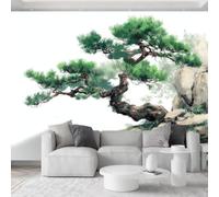 Genérico Papel pintado no tejido, 300 x 210 cm, pinos y rocas estilo bosquejo papel pintado panorámico, cuadros de pared, tapiz, decoración de pared, sala de estar, habitación infantil y restaurante