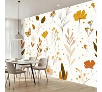 Genérico Papel Pintado No Tejido 300 x 210(WxH),Scandi Silueta Botánica Crema Diseño, Fácil de Instalar Decoración de Pared para Interior Salón Dormitorio Oficina