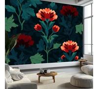 Genérico Papel pintado no tejido, hojas de flores de plantas de pared, 350 x 256 cm (largo x alto) Decoración de pared, póster de pared, estilo vintage, foto para dormitorio, sala