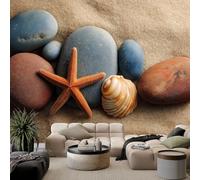 Genérico Papel pintado no tejido Panorámico 350 x 256 cm Póster gigante de pared, Nature Beach Roches Conchas para Salón Dormitorio Restaurante Decoración de pared - Tapiz de pared, multicolor