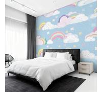 Genérico Papel Pintado Nube Arcoíris, Papel Pintado Pared Lunares Infantiles Niñas de Decorativos del Hogar, para Salon Dormitorio Decoracion Pared, 396x280cm D&O100