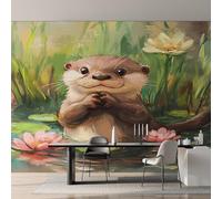 Genérico Papel Pintado Nutria, Papel Pintado Pared Hoja de Loto de Decorativos del Hogar, para Salon Dormitorio Decoracion Pared, 100x70cm D&O101