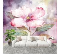 Genérico Papel Pintado Panorámico 200x140 cm RomáNtico Acuarela Flores. Personalizable Fotomurales No Tejido Póster Pared Decoración Rosa 3D Duradero y Resistente a las manchas Fotomurales