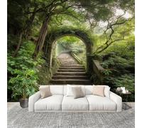 Genérico Papel Pintado Panorámico 250x175 cm BosqueNaturalezaPaisaje Personalizable Fotomurales No Tejido Póster Pared Decoración Verde 3D Duradero y Resistente a las manchas Fotomurales