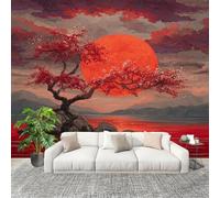 Genérico Papel Pintado Panorámico 250x175 cm Estilo JaponéS ConcepcióN ArtíStica Personalizable Fotomurales No Tejido Póster Pared Decoración Rojo 3D Duradero y Resistente a las manchas Fotomurales