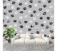 Genérico Papel Pintado Panorámico 250x175 cm Huellas Simples De Patas De Animales Personalizable Fotomurales No Tejido Póster Pared Decoración Gris 3D Duradero y Resistente a las manchas Fotomurales
