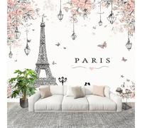 Genérico Papel Pintado Panorámico 250x175 cm Romance ParíS Torre Eiffel Amantes Personalizable Fotomurales No Tejido Póster Pared Decoración Blanco 3D Duradero y Resistente a las manchas Fotomurales