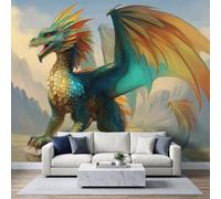 Genérico - Papel pintado panorámico 3D, papel pintado fantasía, juego de criatura de dragón no tejido, foto de pared moderna, póster de sala de estar, dormitorio, pared de fondo, habitación de los