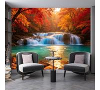Genérico Papel Pintado Panorámico 3D Personalizado Con Cascada En El Bosque, Paisaje Otoñal Natural, Papel Pintado No Tejido Para Sala De Estar, Dormitorio, Fondo De Tv, Póster Grueso, Mural Fot