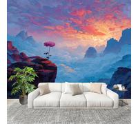 Genérico Papel Pintado Panorámico 400x280 cm Mar De Nubes Al Borde Del Acantilado Personalizable Fotomurales No Tejido Póster Pared Decoración Azul 3D Duradero y Resistente a las manchas Fotomurales