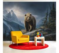 Genérico Papel pintado panorámico, animales salvajes, oso marrón, 250 x 175 cm, 3D, póster gigante de pared, paisaje natural, papel pintado para sala de estar, adulto habitación infantil y estudio