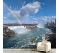 Genérico Papel pintado panorámico, Cascada Río Arcencial, 350 x 256 cm, 3D Póster gigante mural - Paisaje realista - Papel pintado para sala de estar, adulto habitación infantil y estudio restaurante