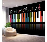 Genérico Papel Pintado Panorámico negro 250 x 175(WxH) - Fotomural de Tejido No Tejido, Estilo Música piano notas musicales para Pared de Salón, Dormitorio y TV