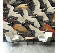 Genérico Papel pintado panorámico no tejido 3D - diseño de olas tradicionales - Animales grúas mural para sala de estar, dormitorio de niños, oficina, sala XXL Decoración de pared 350 x 256 cm, fácil