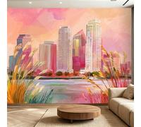 Genérico - Papel pintado panorámico no tejido, diseño de paisaje de hierba, 3D, papel pintado moderno urbano, decoración de pared, para sala de estar, habitación infantil, 350 x 256 cm, tapiz