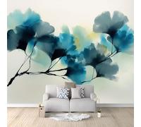 Genérico Papel pintado Panorámico Planta Flores Ginkgo 350 x 256 cm Papel pintado Foto, Pintura de tinta mural Foto Moderna - Tela no tejida Tapiz Decorativo para Dormitorio Salón