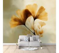 Genérico Papel pintado panorámico Planta Hojas de Ginkgo Translúcidas 350 x 256 cm Papel pintado Foto, Lujo Elegante Pared Foto Moderna - Tela no tejida Tapiz Decorativo para Dormitorio Salón