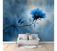 Genérico Papel pintado Panorámico Planta Peonía Azul 200 x 140 cm Papel pintado Foto, Pintura de tinta mural Foto Moderna - Tela no tejida Tapiz Decorativo para Dormitorio Salón