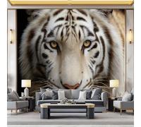 Genérico Papel pintado panorámico tigre blanco, 300 x 210 cm, mural de pared, animales salvajes, no tejido de pared, moderno, para salón, dormitorio infantil, restaurante de papel pintado no tejido