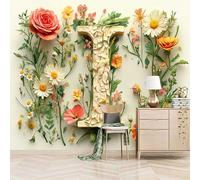 Genérico papel pintado pared 250x370cm Rompecabezas De Flores De Colores I papel pintado infantil Lienzo impreso en alta definición sin costuras, perfecto para zona de lectura o biblioteca EB24-342
