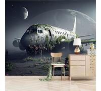 Genérico papel pintado pared 350x260cm Aviones Antiguos papel pintado ladrillo Lienzo con efecto óleo 3D sin uniones, para salón escandinavo o dormitorio minimalista EB24-3792