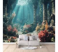 Genérico papel pintado pared 350x260cm Laberinto Submarino papel pintado ladrillo Lienzo con efecto óleo 3D sin uniones, para salón escandinavo o dormitorio minimalista EB24-2889