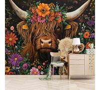 Genérico papel pintado pared 500x280cm Vaca Calidez Y Belleza papel pintado flores Serie Natural Wild Póster Gigante Fotomurales Modernos Efecto 3D Ilusión Óptica Salón Dormitorio Fácil de Aplicar