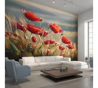 Genérico Papel Pintado Pared Amapola Papel Pintado Pared Dormitorio Flor Silvestre, Salon Tejido No Tejido Decoración del Hogar 350x256 W&47