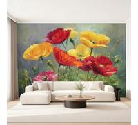 Genérico Papel Pintado Pared Amapola Papel Pintado Pared Dormitorio Pintura al Óleo Flor Silvestre, Salon Tejido No Tejido Decoración del Hogar 300x210 W31