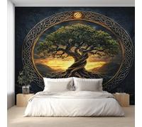 Genérico Papel Pintado Pared Árbol de La Vida Papel Pintado Pared Dormitorio Vikingo Mitología Nórdica, Salon Tejido No Tejido Decoración del Hogar 300x210 W&56