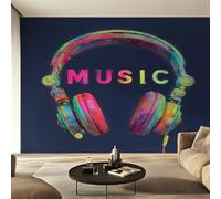Genérico Papel Pintado Pared Auriculares Papel Pintado Pared Dormitorio Música, Salon Tejido No Tejido Decoración del Hogar 250x175 W42
