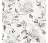 Genérico Papel Pintado Pared Autoadhesivo Flores Vinilo Adhesivo Muebles 40cm x 600cm, Estilo De Flor De Rosa Blanca Papel Adhesivo Impermeable PVC Pegatina Decorativos Extraíble
