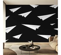 Genérico Papel Pintado Pared Avión de Papel Papel Pintado Pared Dormitorio Origami Blanco Negro, Salon Tejido No Tejido Decoración del Hogar 150x105 W38