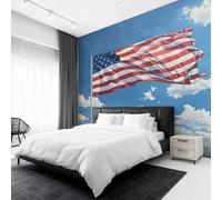 Genérico Papel Pintado Pared Bandera Estadounidense Papel Pintado Pared Dormitorio Usa Flag, Salon Tejido No Tejido Decoración del Hogar 250x175 W&54