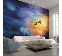Genérico Papel Pintado Pared Bruja Voladora Papel Pintado Pared Dormitorio Acuarela Fantasmal, Salon Tejido No Tejido Decoración del Hogar 350x256 W&84