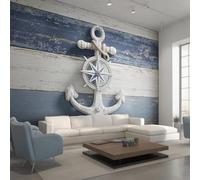 Genérico Papel Pintado Pared Brújula Ancla Papel Pintado Pared Dormitorio Náutico Costero, Salon Tejido No Tejido Decoración del Hogar 400x280 W&66