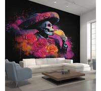 Genérico Papel Pintado Pared Calavera de Azúcar Papel Pintado Pared Dormitorio Día de Los Muertos Mexicano, Salon Tejido No Tejido Decoración del Hogar 300x210 W44