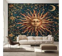 Genérico Papel Pintado Pared Celestial Bohemio Papel Pintado Pared Dormitorio Sol Luna Místicos, Salon Tejido No Tejido Decoración del Hogar 150x105 W50