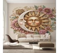 Genérico Papel Pintado Pared Celestial Místico Papel Pintado Pared Dormitorio Sol Luna Bohemios, Salon Tejido No Tejido Decoración del Hogar 300x210 W50