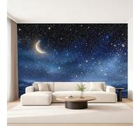 Genérico Papel Pintado Pared Cielo Nocturno Papel Pintado Pared Dormitorio Estrella Luna Nube Cielo Estrellado, Salon Tejido No Tejido Decoración del Hogar 280x200 W&58