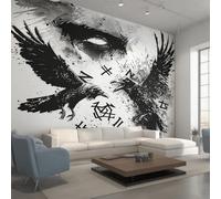 Genérico Papel Pintado Pared Cuervo Vikingo Papel Pintado Pared Dormitorio Cuervo Mitología Nórdica, Salon Tejido No Tejido Decoración del Hogar 280x200 W45
