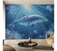 Genérico Papel Pintado Pared Delfín Papel Pintado Pared Dormitorio Vida Marina de Medusas, Salon Tejido No Tejido Decoración del Hogar 200x140 W37