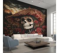 Genérico Papel Pintado Pared Día de Los Muertos Papel Pintado Pared Dormitorio Catrina, Salon Tejido No Tejido Decoración del Hogar 280x200 W&92