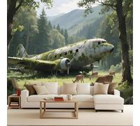 Genérico papel pintado pared dormitorio 250x420cm Aviones Históricos papel pintado muebles Lienzo artístico con efecto óleo, sin costuras, ideal para recibidor o despacho profesional EB24-3762