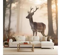 Genérico papel pintado pared dormitorio 350x260cm Bosque De Alces papel pintado ladrillo Impresión 3D sobre lienzo al óleo, montaje invisible, recomendada para salón moderno EB24-2266
