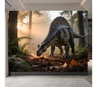 Genérico papel pintado pared dormitorio 350x260cm Dinosaurio Del Bosque papel pintado ladrillo Impresión 3D sobre lienzo al óleo, montaje invisible, recomendada para salón moderno EB24-1658