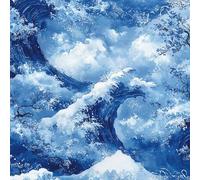 Genérico Papel Pintado Pared Dormitorio Patrón Azul Mar Olas Moderno 3D Resistente a Arañazos Fácil de Limpiar Adecuado Para Techo/Casa/Apartamento/Tienda Papel de Pared Autoadhesivo 40 cm x 500 cm