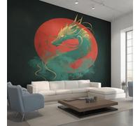 Genérico Papel Pintado Pared Dragón Japonés Papel Pintado Pared Dormitorio Dragón Chino Asiático, Salon Tejido No Tejido Decoración del Hogar 350x256 W44