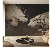 Genérico Papel Pintado Pared Dragón Tigre Papel Pintado Pared Dormitorio Asiático Oriental Japonés, Salon Tejido No Tejido Decoración del Hogar 350x256 W48